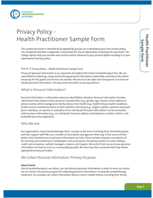 Health Practitioner Sample Form - College of Physiotherapists of ... - collegept