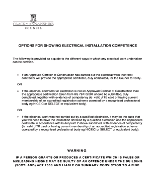 Electrical Installation Certificate