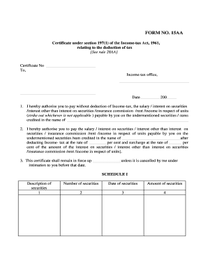 Form 15AA Certificate