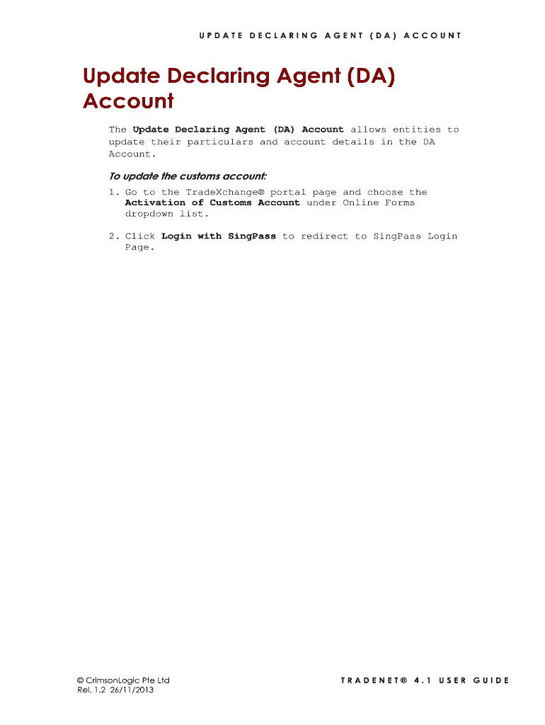 Fillable Online Update Declaring Agent DA Account Fax Email Print Fillable online update declaring agent da account fax email print