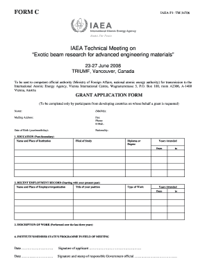 Grant Application Form (pdf) - IAEA - www-naweb iaea