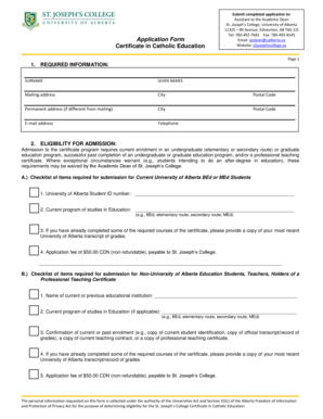 Application Form - St. Joseph's College - University of Alberta - stjosephs ualberta