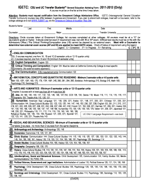 IGETC Certification Form