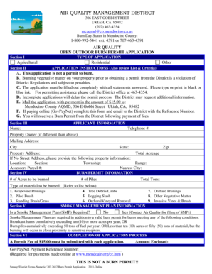 Open Outdoor Burn Permit Application