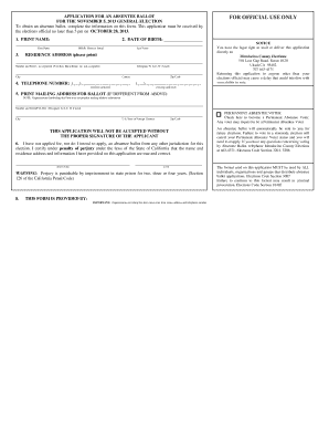 Absentee Ballot Application