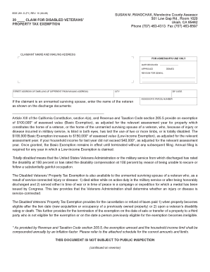 California Disabled Veterans Property Tax Exemption Form