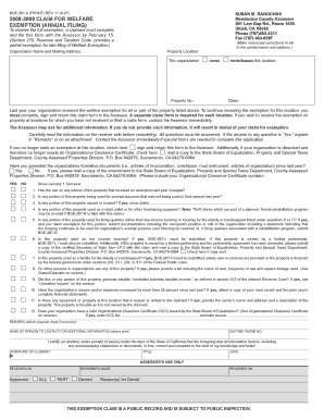California Welfare Exemption Claim Form