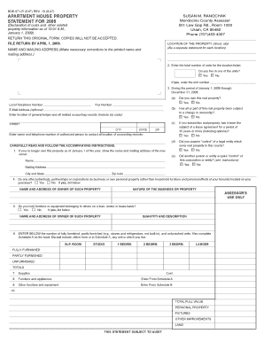 California Apartment House Property Statement