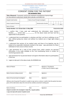 Woman Trial Patient Consent Form
