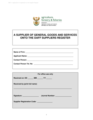 SBD 11 Application for DAFF Supplier Registration