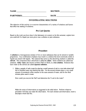 Science Lab Activity: Solution Properties