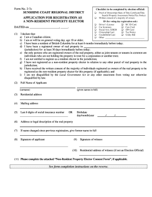 Non-Resident Property Elector Registration Form