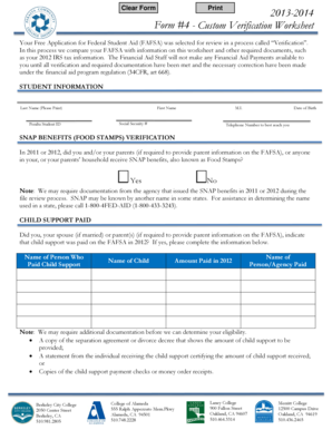 2013-2014 Custom Verification Worksheet