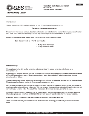 GES Canada Exhibitor Order Form