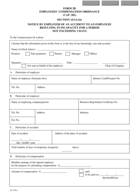 Hong Kong Employee Accident Notice Form 2B