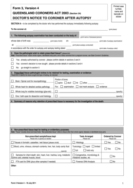 Doctor’s Notice to Coroner After Autopsy