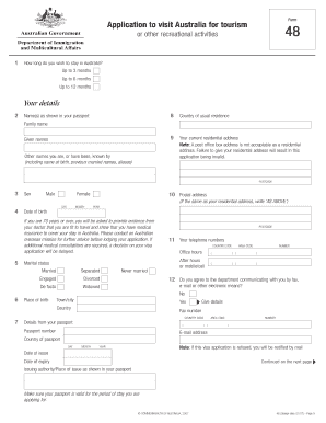 Australia Tourist Visa Application Form 48