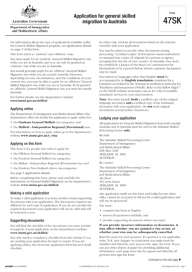 Australia General Skilled Migration Application Form 47SK