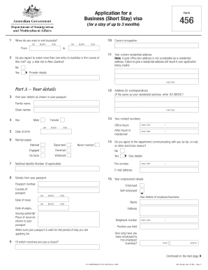 Australia Business Short Stay Visa Application Form 456