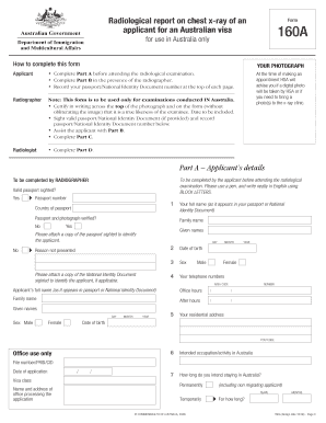 Australian Visa 160A Chest X-Ray Form