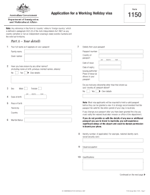 Australia Working Holiday Visa Application