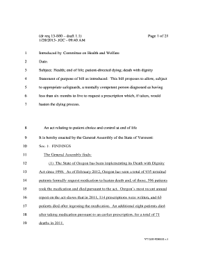 GENERAL-286332-v1-13-880SHWDeathwithDignitybill Report to the House Committee on General Housing Military Affairs Senate Committee on Economic Development Housing General Affairs Tobacco Evaluation Review Board - leg state vt