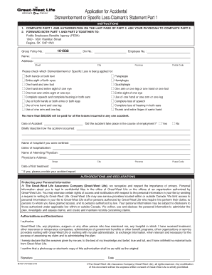 Accidental Dismemberment Claimant Statement