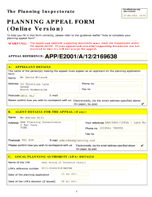 UK Planning Appeal Form