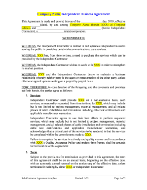 Independent Business Agreement