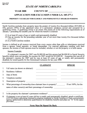 North Carolina Property Tax Relief Application