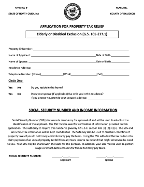 North Carolina Property Tax Relief Application