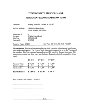 Town of south berwick, maine abatement recommendation form $ $ 0 - southberwickmaine