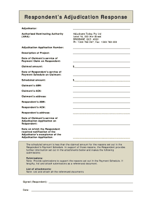 Respondent’s Adjudication Response Form