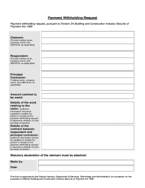 Payment Withholding Request Form