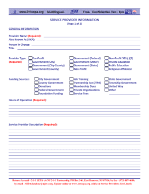 Service Provider Information Form