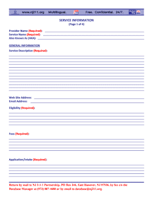 Service Information Form