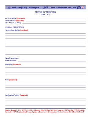 Service Information Form