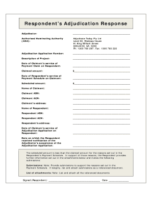 Respondent’s Adjudication Response