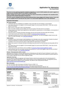 Application for Admission Non-Award Audit