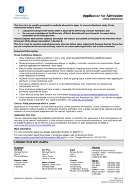 Application for Admission Cross-Institutional