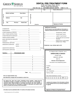 Dental Pre-Treatment Form