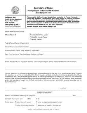 Illinois Parking Program Abuse Complaint Form