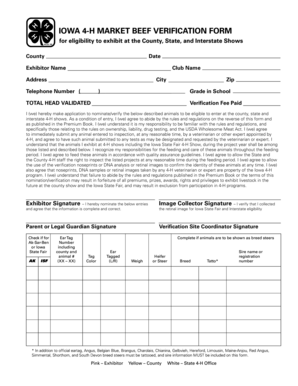 Iowa 4-H Market Beef Verification Form