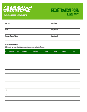 Participants Registration Form - Greenpeace - greenpeace