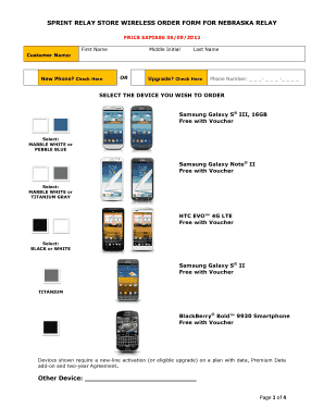 Sprint Relay Wireless Order Form