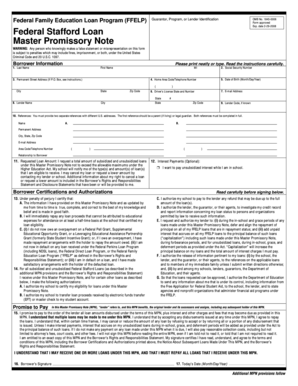 Federal Stafford Loan Master Promissory Note