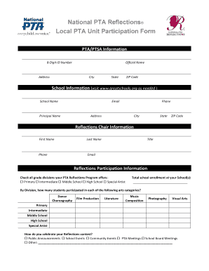 National PTA Reflections Participation Form