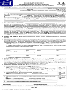 New Hampshire Exclusive Listing Agreement