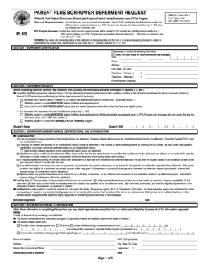 Parent Plus Borrower Deferment Request