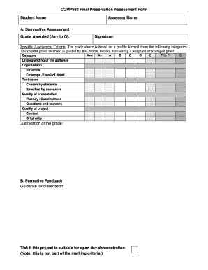 Presentation evaluation sheet - COMP592 Final Presentation Assessment Form Student Name ... - cgi csc liv ac